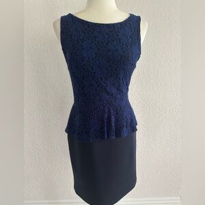 Navy Lace Peplum Dress